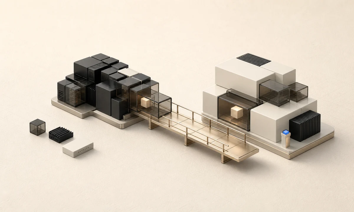 Architecture modulaire séparant les éléments conservés, transformés et migrés lors d’une refonte de site internet